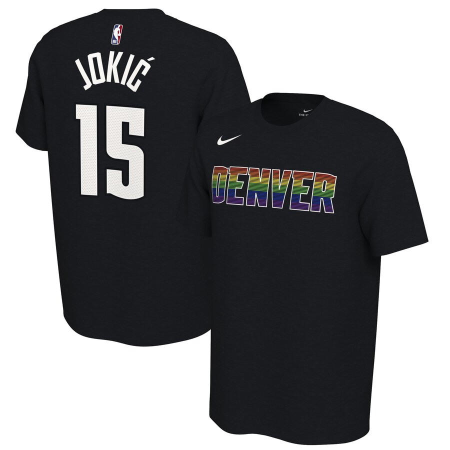Men 2020 NBA Nike Nikola Jokic Denver Nuggets Black 201920 Earned Edition Name  Number TShirt